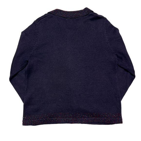 Christopher & Banks Beaded Collared Sweater Black Button Up Knit Women's Large - Picture 3 of 11